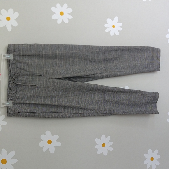 Rachel Zoe Pants - Rachel Zoe Plaid Drawstring Tie Pull-On Gray Plaid Pants With Pockets